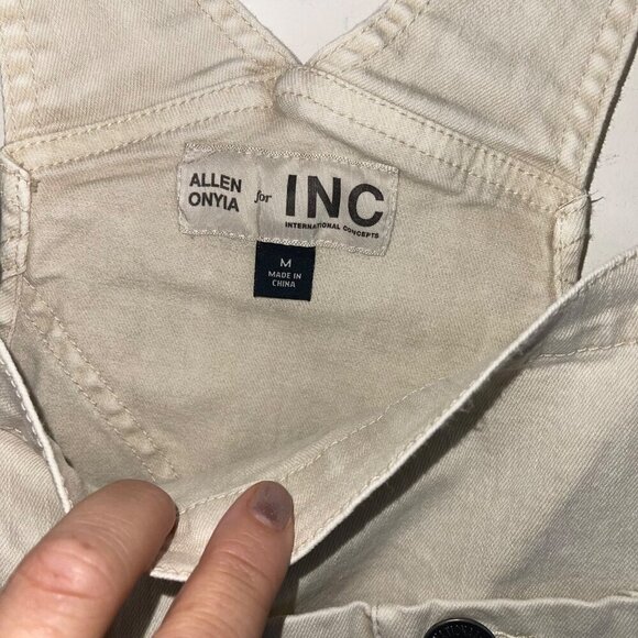 Allen Onyia x INC Mens Overalls Size Medium Beige Denim Adjustable Straps - Picture 3 of 8